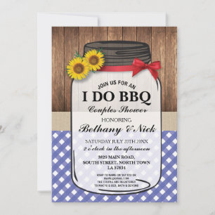 I DO BBQ Engagement Party Rustic Jar Red Invite