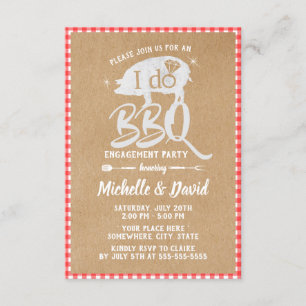 I DO BBQ Engagement Party Rustic Red Plaid Invitation