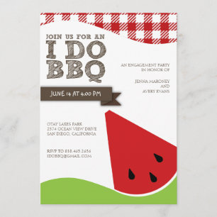 I Do BBQ Engagement Party with Watermelon Art Invitation