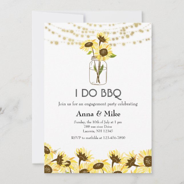 I DO BBQ Engagement Sunflower Party Invitation (Front)