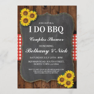 I DO BBQ Engagement Sunflower Rustic Red Invite