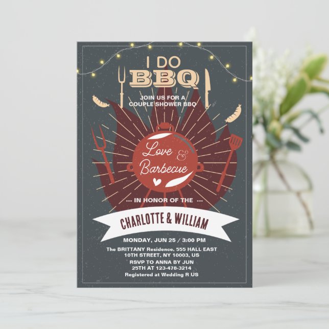 I Do BBQ Engagement Wedding Couple Bridal Shower  Invitation (Standing Front)