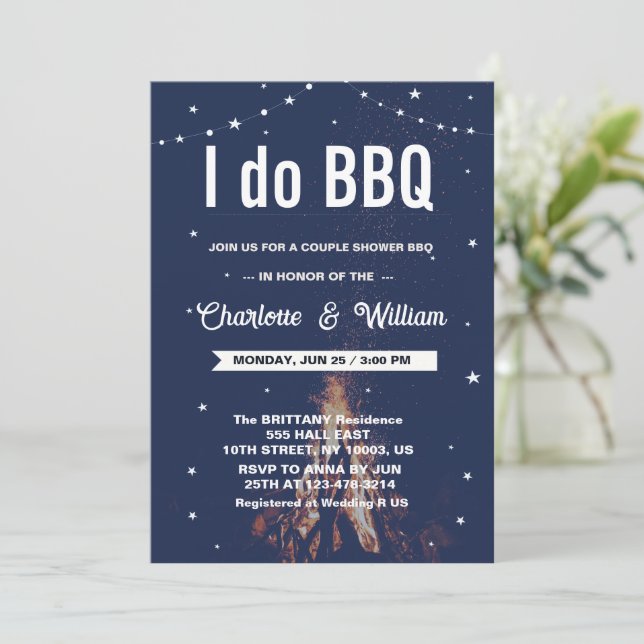 I Do BBQ Engagement Wedding Couple Bridal Shower  Invitation (Standing Front)