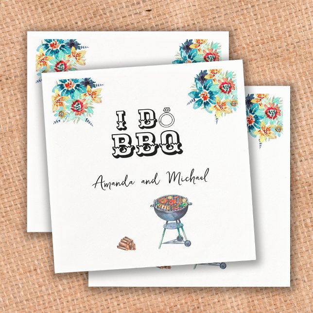 I Do BBQ Floral Engagement Party Couples Shower Napkin (Creator Uploaded)