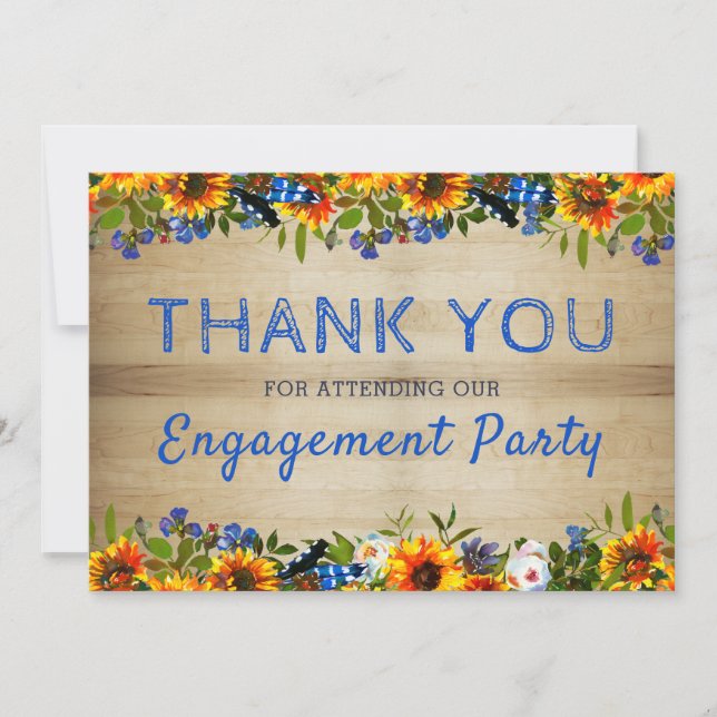 I DO BBQ Floral Wood Monogram Engagement Thank You (Front)