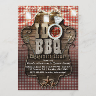 I DO BBQ Gingham Mason Jars ENGAGEMENT SHOWER Invitation