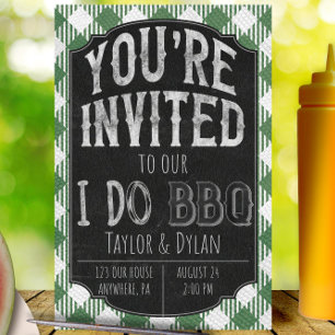 I Do BBQ Green Bridal & Wedding Shower Invitation