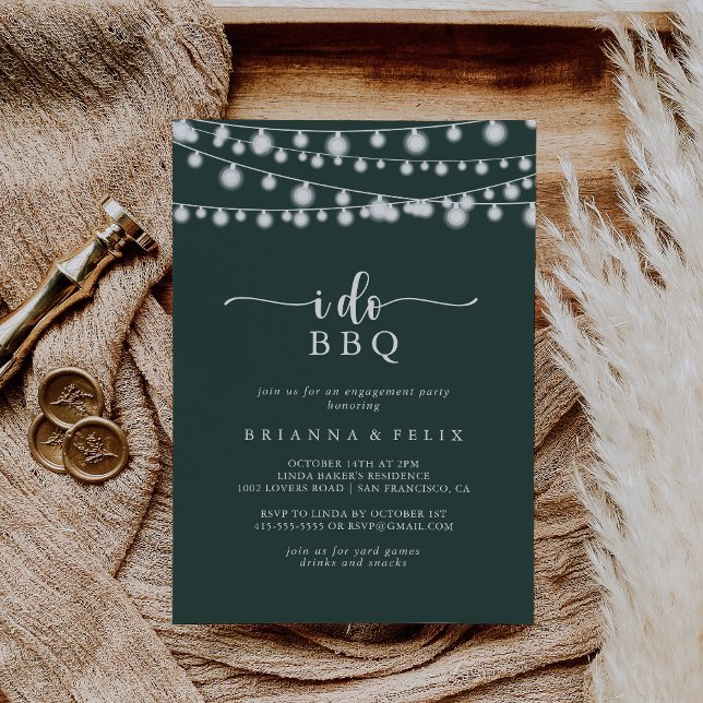 I Do BBQ Green Lights Engagement Party   Invitation (Creator Uploaded)