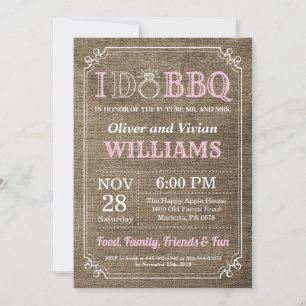 I DO BBQ Invitation Burlap Pink Wedding Engagment