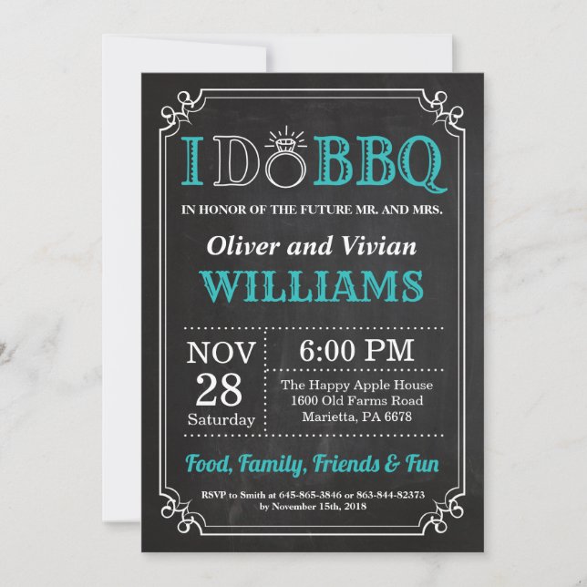 I DO BBQ Invitation Chalkboard Wedding Engagment (Front)