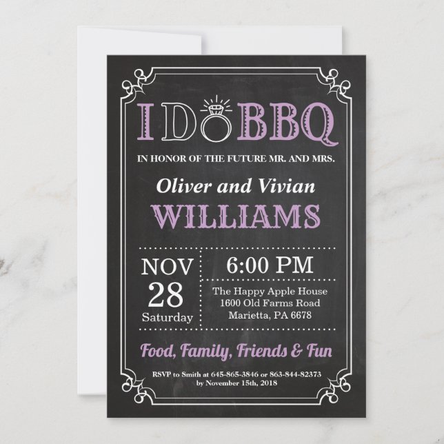 I DO BBQ Invitation Chalkboard Wedding Engagment (Front)