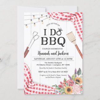 I Do BBQ Invitation for Couples Shower with Red