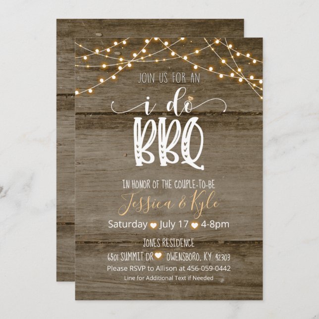 I Do BBQ Invitation - Rustic (Front/Back)