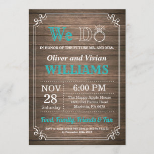 I DO BBQ Invitation Rustic Teal Wedding Engagment