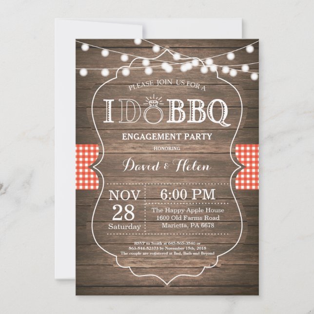 I DO BBQ Invitation Rustic Wedding Engagement (Front)