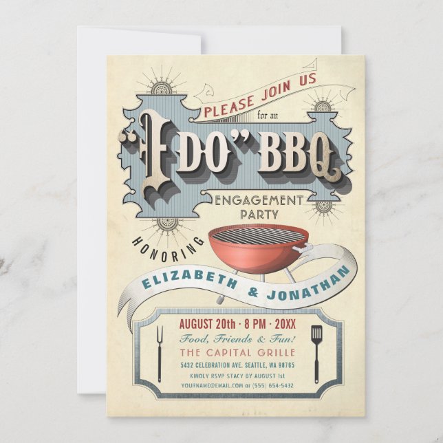 I Do BBQ Invitations | Engagement Party (Front)