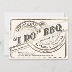 I Do BBQ Invitations - Engagement Party Gold