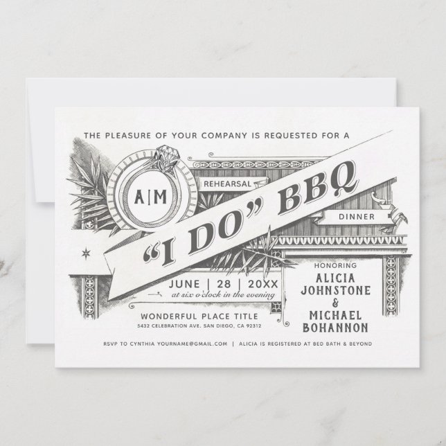 I Do BBQ Invitations | Rehearsal Dinner | Vintage (Front)