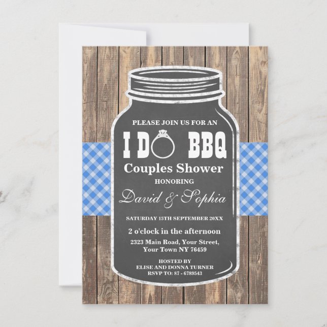 I DO BBQ Mason Jar Couples Shower Invitation (Front)