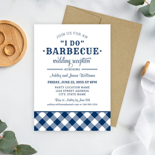 I Do BBQ Navy Blue Wedding Reception Invitation (Creator Uploaded)