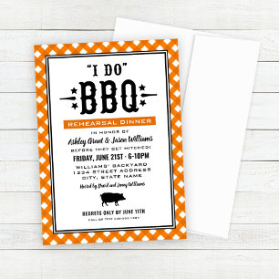 I Do BBQ Orange Rehearsal Dinner Invitation