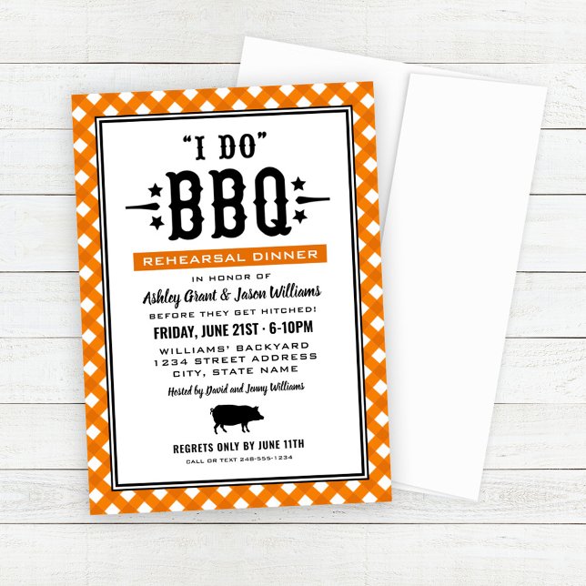 I Do BBQ Orange Rehearsal Dinner Invitation (Creator Uploaded)