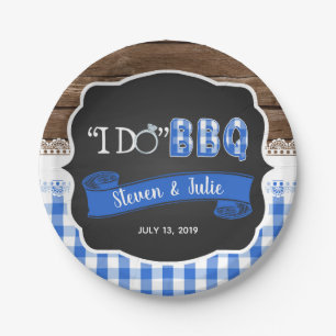 I Do BBQ Paper Plate - Blue
