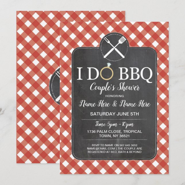I DO BBQ Party Couple's Shower Engagement Invite (Front/Back)
