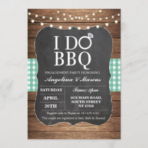 I DO BBQ Party Engagement Shower Chalk Mint Invite