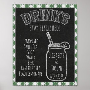 I Do BBQ Party Green Drinks & Beverage Bar Sign
