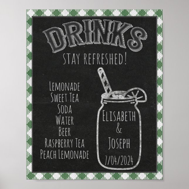 I Do BBQ Party Green Drinks & Beverage Bar Sign (Front)