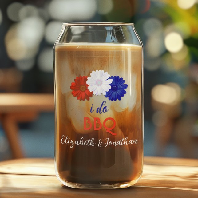 I Do BBQ Patriotic Floral Can Glass (Creator Uploaded)