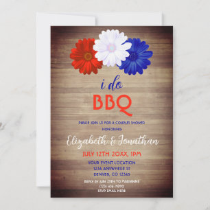 I Do BBQ Patriotic Floral Couples Shower Invitation