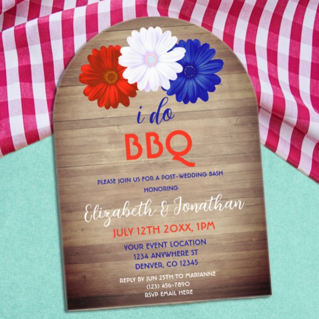 I Do BBQ Patriotic Floral Post-Wedding Acrylic Invitations (Creator Uploaded)