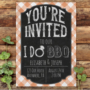 I Do BBQ Peach Bridal & Wedding Shower Invitation
