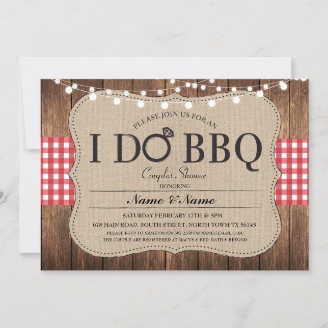 I DO BBQ Red Engagement Couples Shower Invitation (Front)