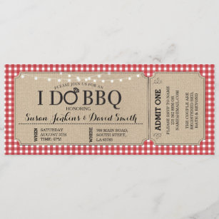 I DO BBQ Red Engagement Ticket Party Invitation