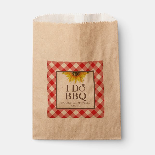 I Do BBQ Red Gingham and Sunflower Favour Bag (Front)