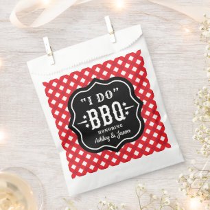 I Do BBQ Red Gingham Check Wedding Favour Bag