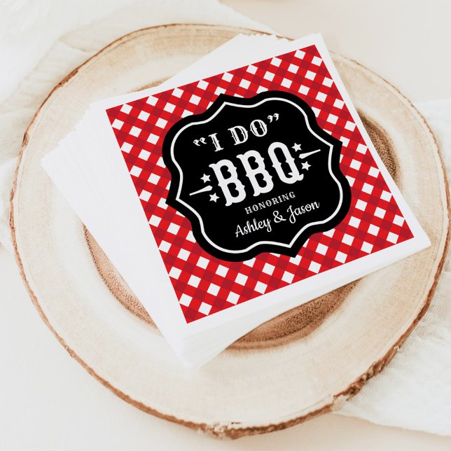 I Do BBQ Red Gingham Custom Wedding Napkin (Creator Uploaded)