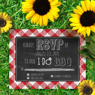 I Do BBQ Red Outdoor Summer/Spring Wedding RSVP Enclosure Card