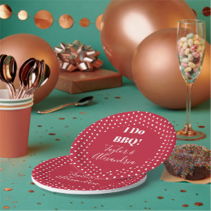I Do BBQ Red Polka Dot Custom Wedding Paper Plate