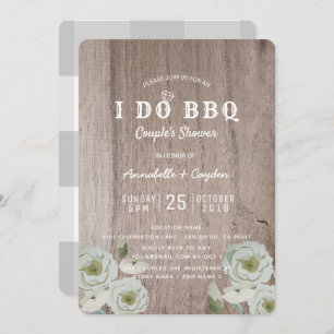 I DO BBQ Roses & Wood Couples Shower Invitation