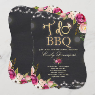 I Do BBQ Rustic Bridal Shower Invitation Florals