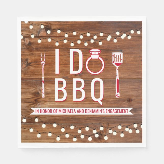 I Do BBQ Rustic Couples Shower Engagement Party Napkin (Front)