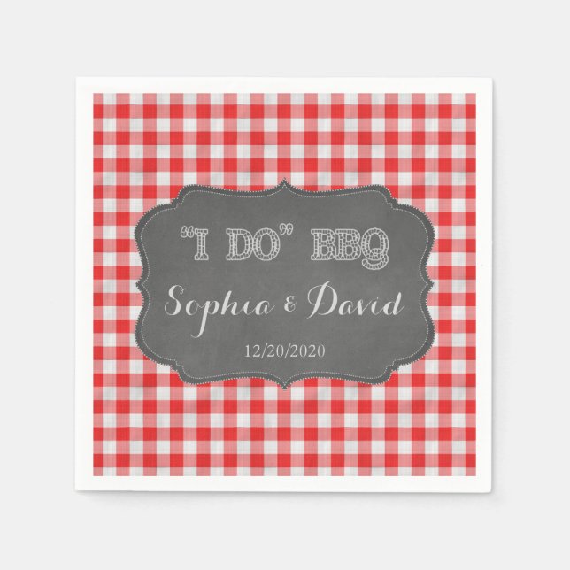 I DO BBQ Rustic Engagement Custom Napkin (Front)