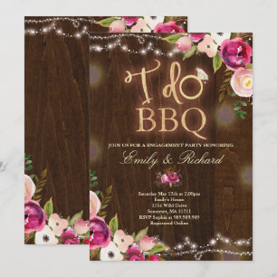 I Do BBQ Rustic Engagement Invitation Florals
