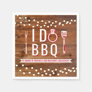 I Do BBQ Rustic Engagement Party Couples Shower Napkin