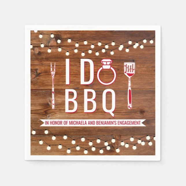 I Do BBQ Rustic Engagement Party Couples Shower Napkin (Front)