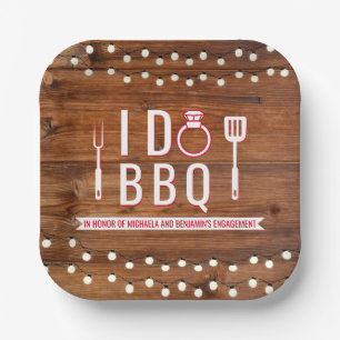 I Do BBQ Rustic Engagement Party Couples Shower Paper Plate